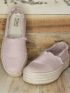 TOMS Blush Pink Platform Espadrille Slip-On